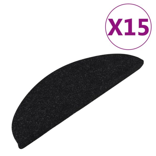 vidaXL Samolepiace nášľapy na schody 15 ks 56x17x3 cm čierne – Obrázok 2