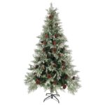 vidaXL Vianočný stromček a borovicové šišky zelený 195 cm PVC a PE – Obrázok 2
