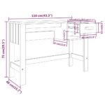 vidaXL Písací stôl HAMAR, tmavosivý 110x40x75 cm, borovicový masív – Obrázok 8