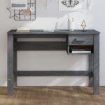 vidaXL Písací stôl HAMAR, tmavosivý 110x40x75 cm, borovicový masív