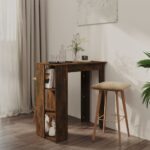 vidaXL Barový stôl+polica, tmavý dub 102x50x103,5 cm, kompozitné drevo
