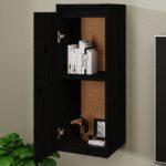 vidaXL Nástenné skrinky 2 ks čierne 30x30x80 cm masívna borovica – Obrázok 3