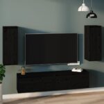 vidaXL Nástenné skrinky 2 ks čierne 30x30x80 cm masívna borovica