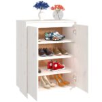 vidaXL Skrinka na topánky biela 60x35x80 cm masívna borovica – Obrázok 4