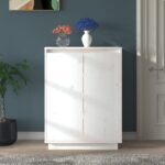 vidaXL Skrinka na topánky biela 60x35x80 cm masívna borovica
