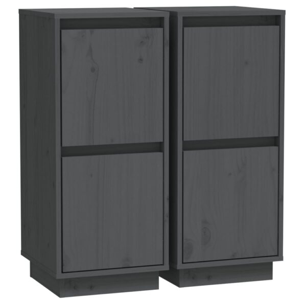 vidaXL Komody 2 ks sivé 31,5x34x75 cm borovicový masív – Obrázok 2