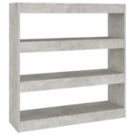 vidaXL Knižnica/deliaca stena betónová sivá 100x30x103 cm – Obrázok 2