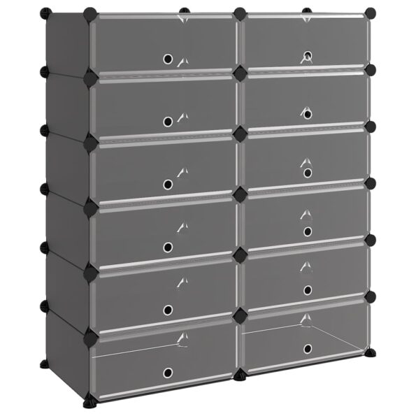 vidaXL Stojan na topánky čierny 94,5x36,5x106 cm PP – Obrázok 2