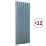 vidaXL Strešné panely 12 ks pozinkovaná oceľ sivá 100x36 cm – Obrázok 2