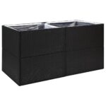 vidaXL Záhradný kvetináč čierny 157x80x80 cm polyratanový – Obrázok 2