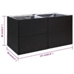 vidaXL Záhradný kvetináč čierny 157x80x80 cm polyratanový – Obrázok 7