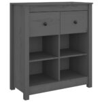 vidaXL Komoda sivá 70x35x80 cm borovicový masív – Obrázok 2