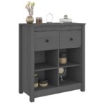 vidaXL Komoda sivá 70x35x80 cm borovicový masív – Obrázok 7
