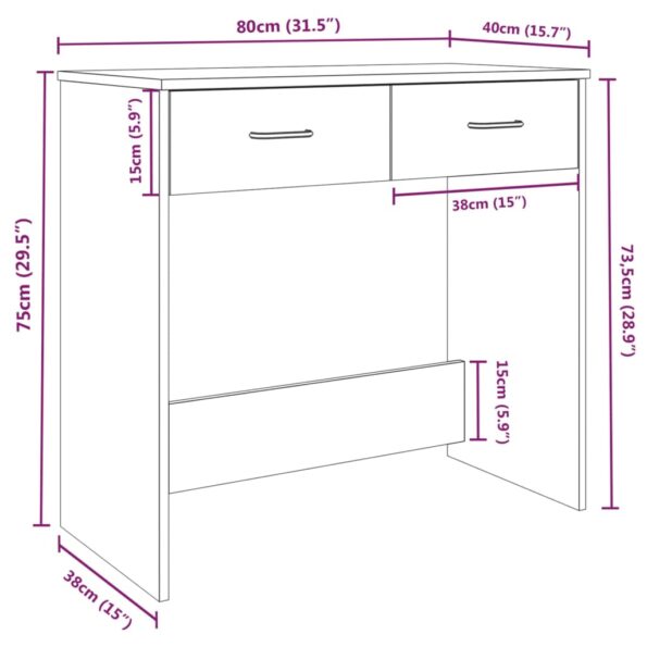 vidaXL Stôl dymový dub 80x40x75 cm spracované drevo – Obrázok 7