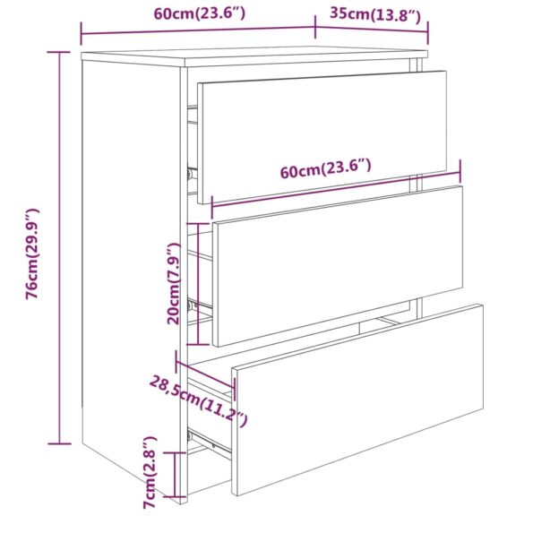 vidaXL Komoda hnedý dub 60x35x76 cm spracované drevo – Obrázok 8