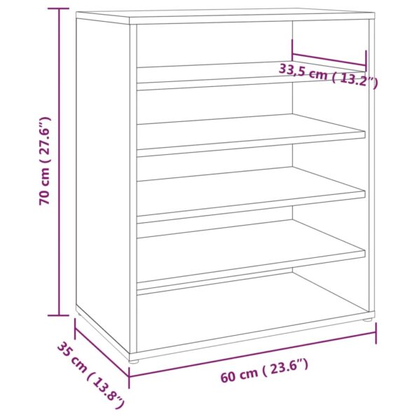 vidaXL Botník hnedý dub 60x35x70 cm spracované drevo – Obrázok 9