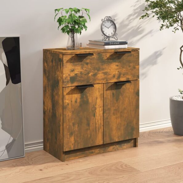 vidaXL Komoda dymový dub 60x30x70 cm spracované drevo – Obrázok 3