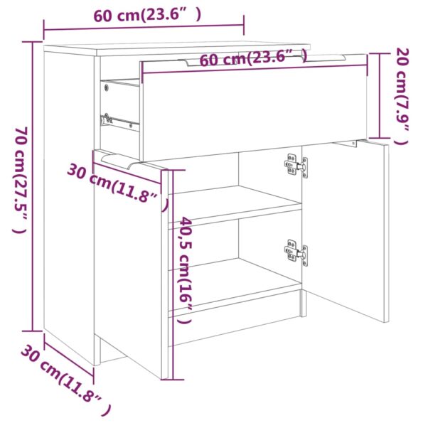 vidaXL Komoda dymový dub 60x30x70 cm spracované drevo – Obrázok 8