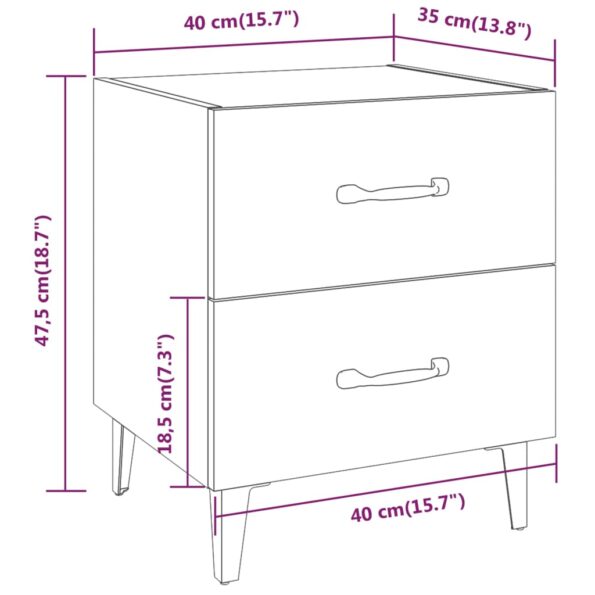 vidaXL Nočné stolíky 2 ks dymový dub 40x35x47,5 cm – Obrázok 8