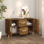 vidaXL Komoda, tmavý dub 100x36x60 cm, kompozitné drevo – Obrázok 7