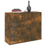 vidaXL Komoda dymový dub 88x30x70 cm spracované drevo – Obrázok 4