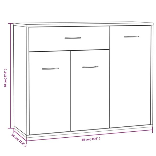 vidaXL Komoda dymový dub 88x30x70 cm spracované drevo – Obrázok 7