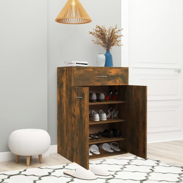vidaXL Botník dymový dub 60x35x84 cm spracované drevo – Obrázok 4