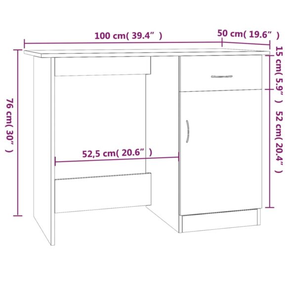 vidaXL Stôl dymový dub 100x50x76 cm spracované drevo – Obrázok 10