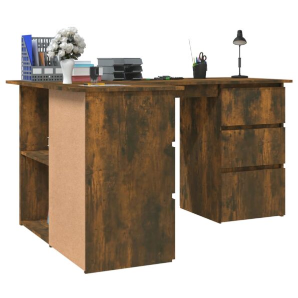vidaXL Rohový stôl dymový dub 145x100x76 cm spracované drevo – Obrázok 4
