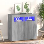 vidaXL Komoda s LED, sivý dub sonoma 80x35x75 cm