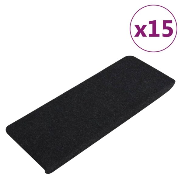 vidaXL Samolepiace nášľapy na schody 15 ks 65x24,5x3,5 cm čierne – Obrázok 2