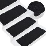 vidaXL Samolepiace nášľapy na schody 15 ks 65x24,5x3,5 cm čierne