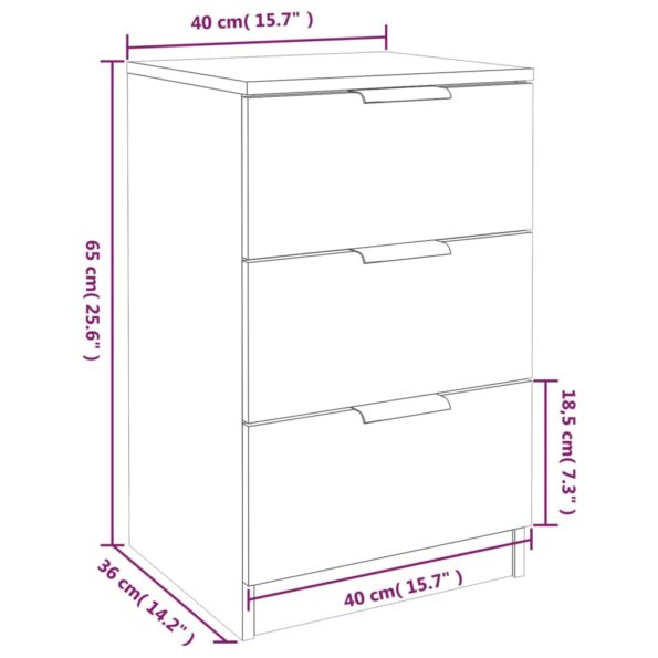vidaXL Nočný stolík sivý dub sonoma 40x36x65 cm – Obrázok 9