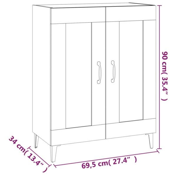 vidaXL Komoda dymový dub 69,5x34x90 cm kompozitné drevo – Obrázok 9
