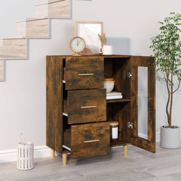 vidaXL Komoda dymový dub 69,5x34x90 cm kompozitné drevo – Obrázok 3