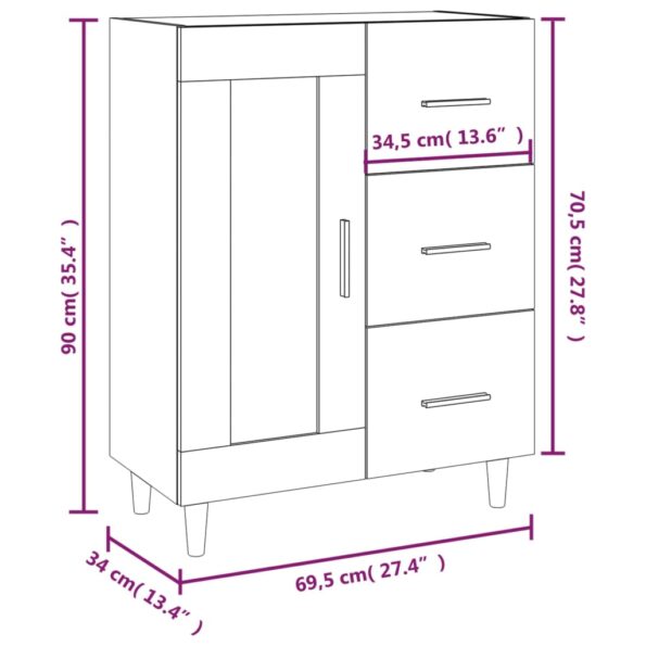 vidaXL Komoda dymový dub 69,5x34x90 cm kompozitné drevo – Obrázok 10