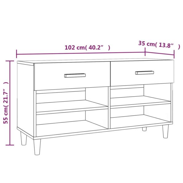 vidaXL Botník hnedý dub 102x35x55 cm spracované drevo – Obrázok 9