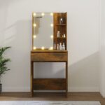 vidaXL Toaletný stolík s LED dymový dub 60x40x140 cm – Obrázok 12