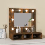 vidaXL Zrkadlová skrinka s LED dymový dub 60x31,5x62 cm – Obrázok 3