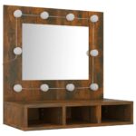 vidaXL Zrkadlová skrinka s LED dymový dub 60x31,5x62 cm – Obrázok 4