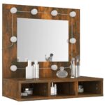vidaXL Zrkadlová skrinka s LED dymový dub 60x31,5x62 cm – Obrázok 11