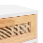 vidaXL Nočná skrinka biela masívna borovica a prírodný ratan – Obrázok 7