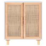 vidaXL Komoda biela 60x30x70 cm masívna borovica a prírodný ratan – Obrázok 4