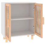 vidaXL Komoda biela 60x30x70 cm masívna borovica a prírodný ratan – Obrázok 5