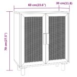 vidaXL Komoda biela 60x30x70 cm masívna borovica a prírodný ratan – Obrázok 8