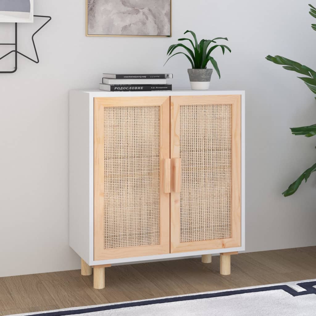 VXL8720287102533_m_en_hd_1.jpg vidaXL Komoda biela 60x30x70 cm masívna borovica a prírodný ratan – Obrázok 1