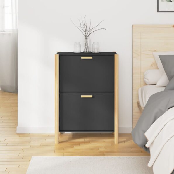 vidaXL Botník čierny 57,5x33x80 cm spracované drevo – Obrázok 3