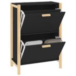vidaXL Botník čierny 57,5x33x80 cm spracované drevo – Obrázok 5