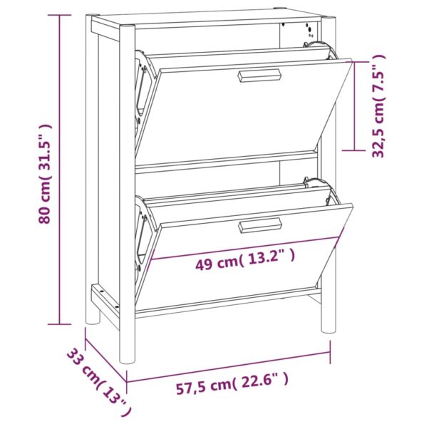 vidaXL Botník čierny 57,5x33x80 cm spracované drevo – Obrázok 10