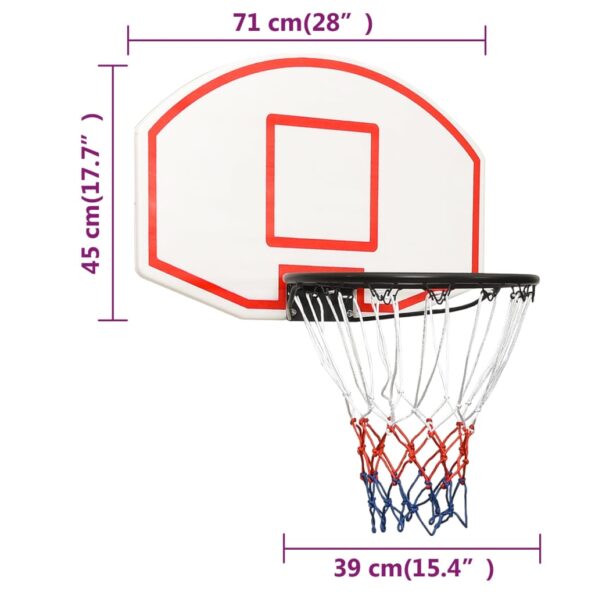 vidaXL Basketbalová doska biela 71x45x2 cm polyetén – Obrázok 8